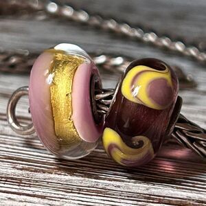 TROLLBEADS Lot Of 2 Pink, Purple & Yellow Gold LAA 925S NEW! Chakra & Unique